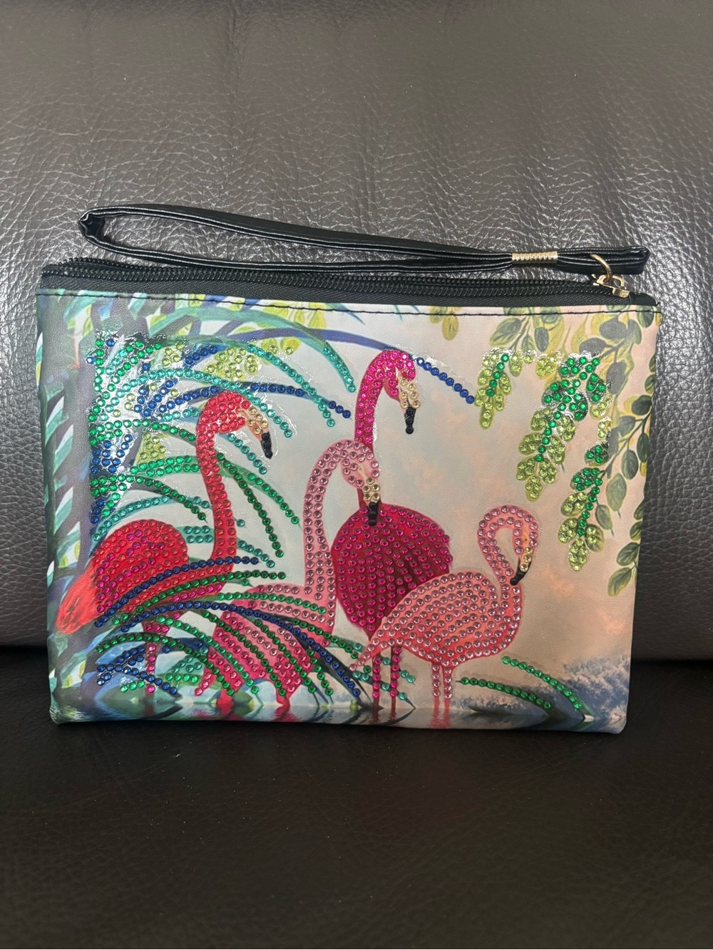 Hand Crafted Pink Flamingo Wristlet Wallet (sealed) - Picture 4 of 6